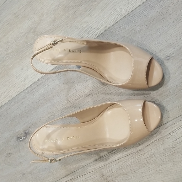 Kelly & Katie Shoes - Peep Toe Heels Slingback Pump Nude 9